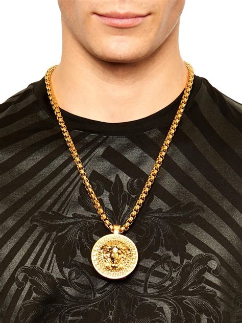 versace mens necklace gold|Versace medusa necklace men's.